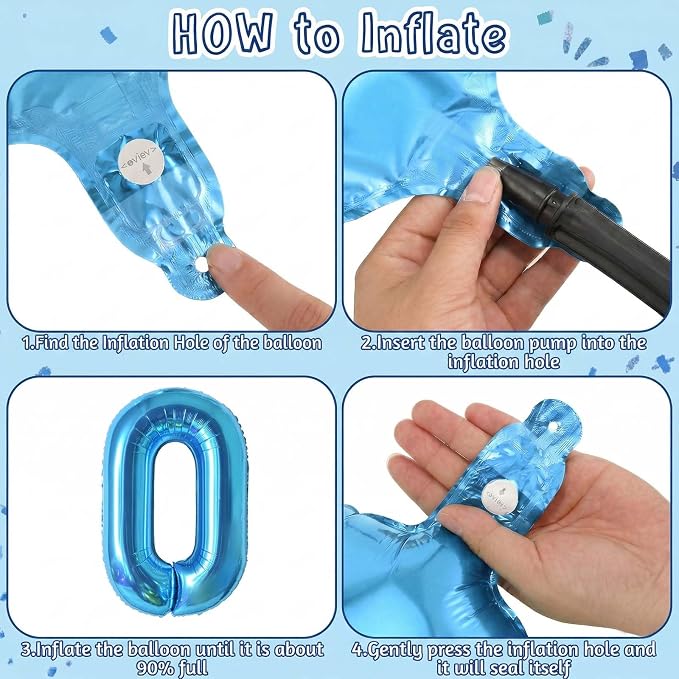 Light Blue Number 0 Balloon 40 Inch, Foil Numeral - Image 5