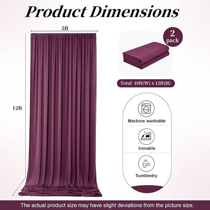 12ft x 10ft Burgundy Backdrop Curtains - Image 7