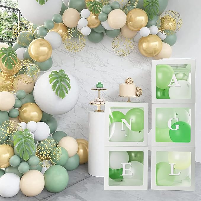 Baby Boxes for Baby Shower White Clear Balloon Box Blocks Gender Reveal - Image 5