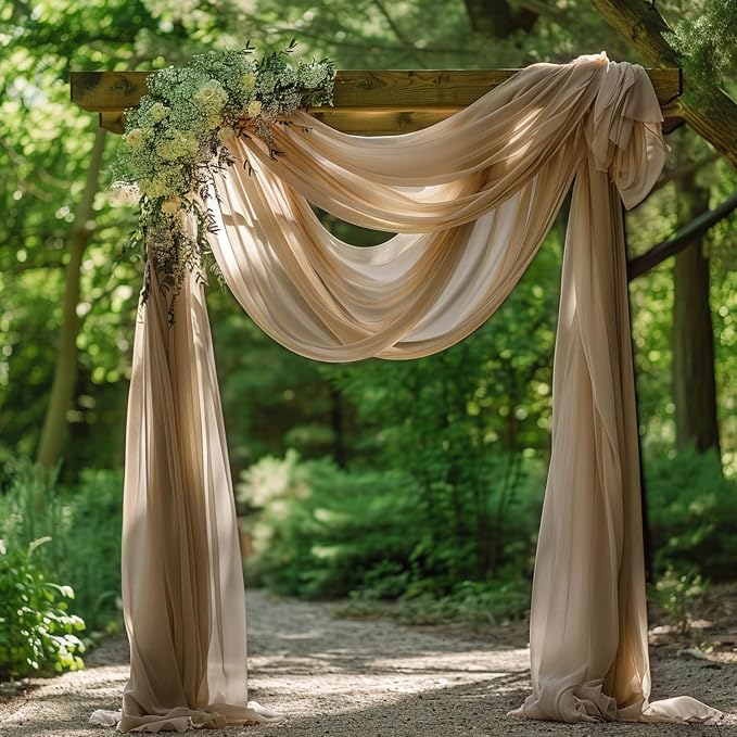 Nude Wedding Arch Draping Fabric Backdrop Drapes Sheer 6 Panels | 28.7"x20FT - Image 4