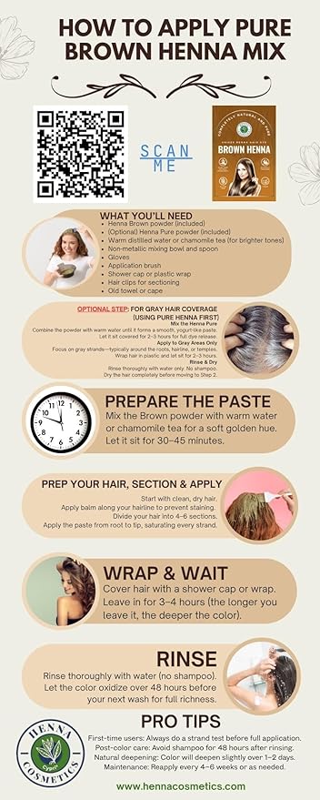 Natural Henna Hair Color Dye, 100% Pure Henna Powder for Hair Growth Organic (Brown, 100 Gr + Free 50 Gr.)