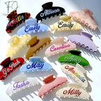 Personalized Colorful Name Hair Claw Clips for Women,Custom Hair Clips with Diamond,Cute Hair Accessories 4",Handmade Rhinestones Hair Clamp Gifts for Mom,Bride,Wife,Bridesmaid（Jelly White Glitter）