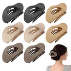 Upgraded 8 Pack French Flat Hair Clips for Women Girls, Matte Lay Flat Claw Clips, Large No-Slip Claw clips for Thick & Thin Hair, Strong Hold Styling Barrettes Accessories for Daily Styling(Neutral)