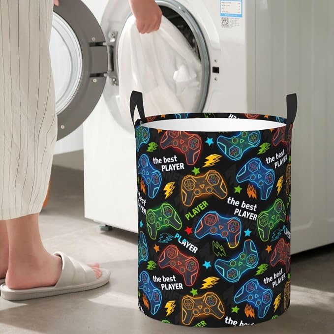 Video Game Controller Colorful Laundry Hamper Bag - Image 6