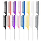 16 Pack Rat Tail Combs Set Stainless Steel Pintail Comb, Professional Rat Tail Combs for Styling, Sectioning & Hair Coloring for Salon & Home Use