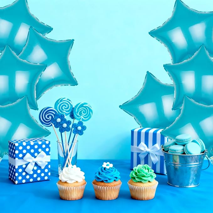MEETINGU Light Blue Star Shape Foil Balloons 18Inch Light Blue Foil Balloons 10 - Image 3