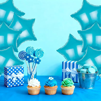 MEETINGU Light Blue Star Shape Foil Balloons 18Inch Light Blue Foil Balloons 10 - Image 3