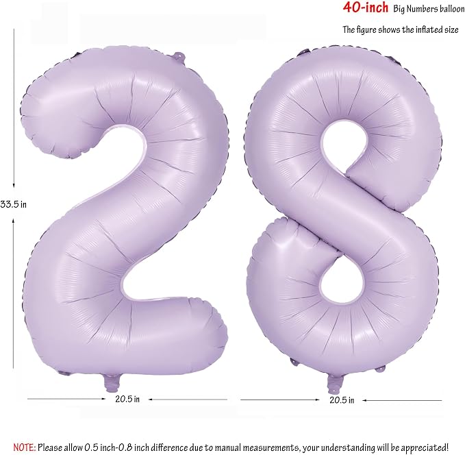 40 In Matte Purple Number Balloons Helium Foil Mylar Balloon Digital 28 | - Image 2