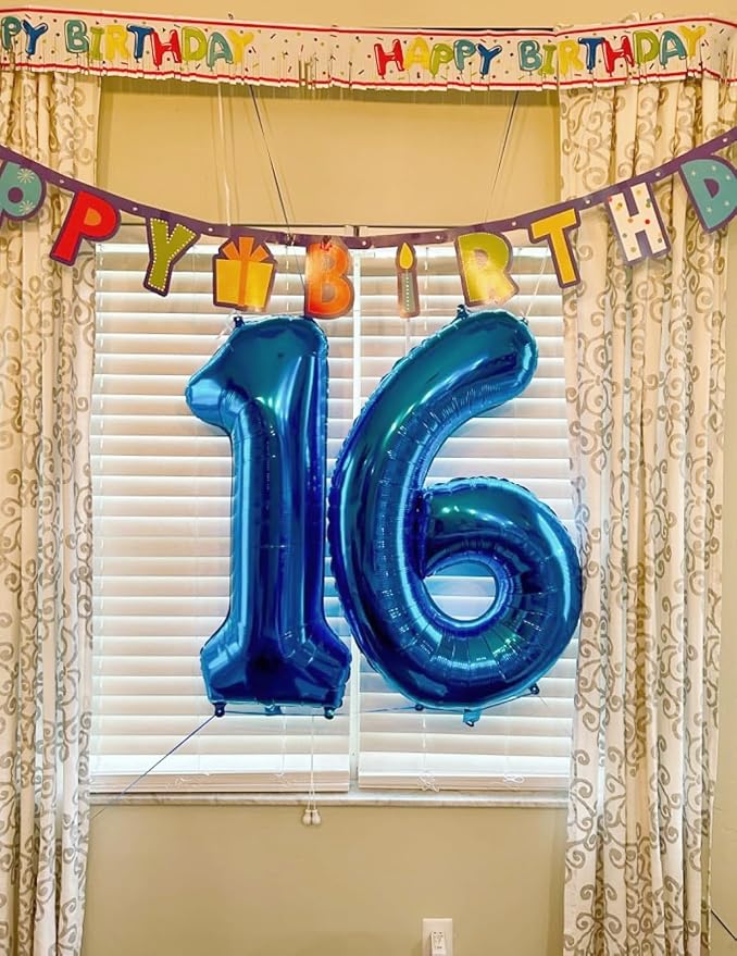 Blue Birthday Balloons for Men 5 Number Balloons 40 Inch | Mix & Match Numbers - Image 2