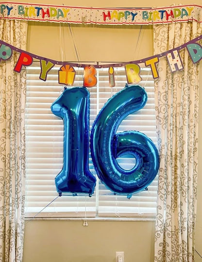 Blue Birthday Balloons for Men 5 Number Balloons 40 Inch | Mix & Match Numbers - Image 2