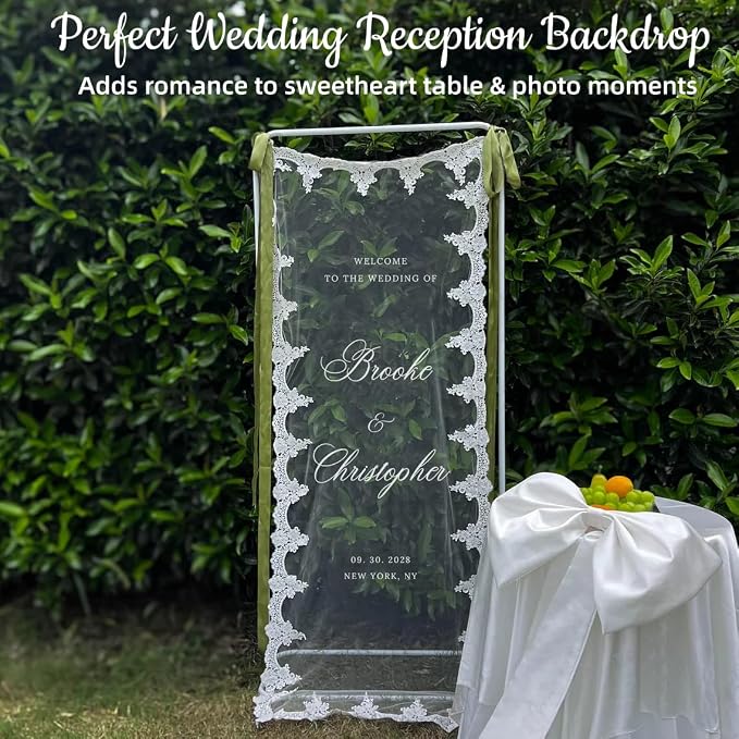 Personalized Sheer Wedding Welcome Sign Banner - Image 2