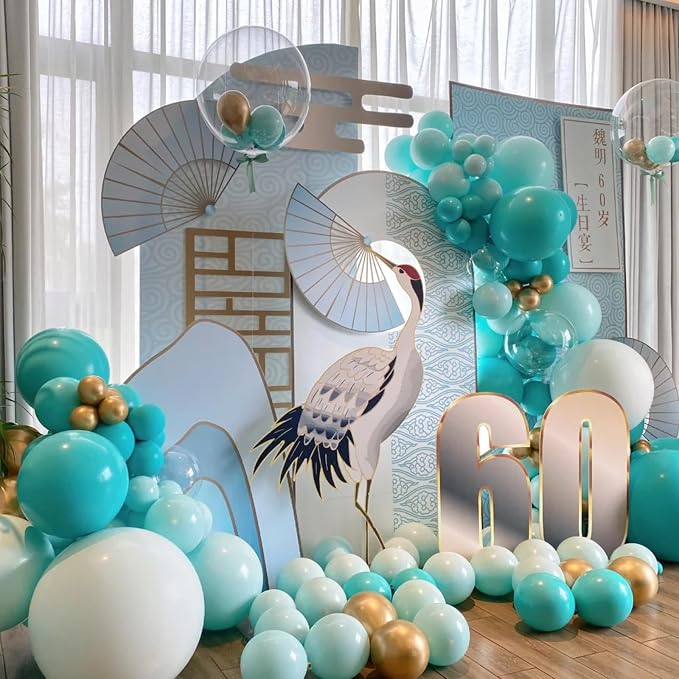 Voircoloria 90pcs Teal Balloons Garland Arch Kit, 18 12 10 5 Inch | - Image 5