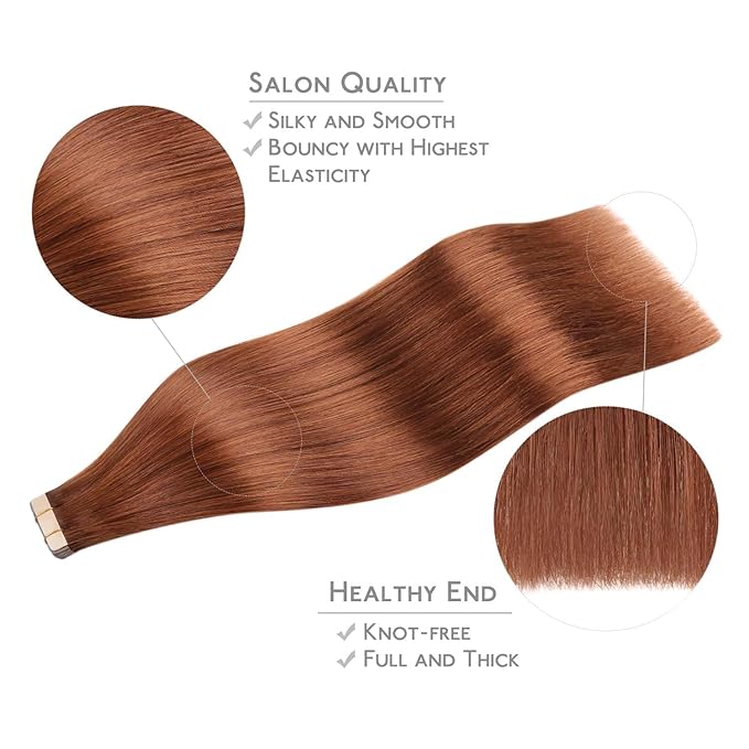 WENNALIFE Clip in Hair Extensions Real Human Hair, 14 Inch 150g 9pcs Human Hair Extensions Clip In, Dark Auburn Copper Hair Extensions Clip In Real Hair Coloured Remy Human Hair Extensions
