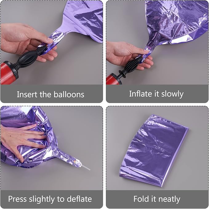 PartyWoo Metallic Purple Large Round Giant Foil 4D Balloons 6pcs 22 Inch | 22 - Image 6