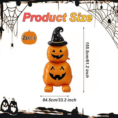 2Pcs Halloween Foil Balloons Standing Witch Stacked Pumpkin Balloons | Standing - Image 2
