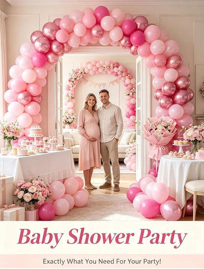 Pink Balloons 60 PCS 12 Inch Hot Pink Light Baby Pink Metallic Pink Latex - Image 9