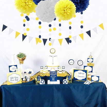 Navy-Blue White-Yellow Graduation Party Decorations - Image 5