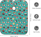 Women Seafood Sushi Prawn Wasabi Japanese Barber Hairdressing Cape, Full Coverage Hairdressing Haircut Apron for Barbers, Haircut Tools