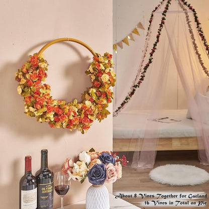 Artificial Flower Garland 6pcs 8.2ft Rose Vine Decor, Fall Purple Flower | - Image 4