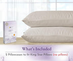 California Design Den Pillow Cases King Size Set of 2-1000 Thread Count Sateen, Soft and Thick 100% Cotton King Pillowcases, Durable - Beige (Sand Tone)