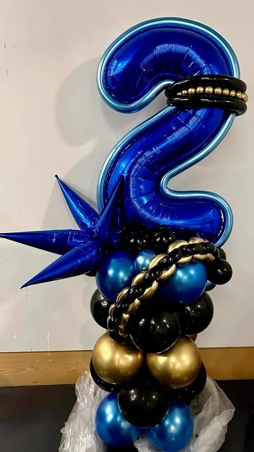 3 Balloon - Night Blue Birthday Number Balloons, 40 Inch Party Decorations | - Image 7