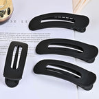4 Pcs Flat Hair Clips for Women - Large Matte Flat Claw Clips for Thin Hair, Stylish Hair Accessories for Daily Styling（Matte Black)