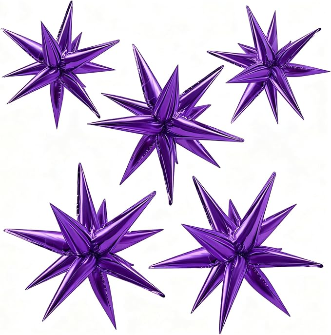 Purple Balloons Mylar Star Balloon 60Pcs Foil Spike Balloons Explosion Large by BOMSI