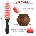 hair Brush Set for Afro America/African Hair, Textured 3a to 4c -Detangler Brush,9 row hair brush,Wide Tooth Comb,Rat Tail Comb (Black)