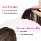 REECHO Clip in Hair Volumizer, 2PCS 6 inch Short Thick Clip in Hairpieces Adding Extra Volume Hair Extensions for Women (Dark Brown with Highlights)