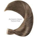 WENNALIFE Tape in Hair Extensions Human Hair, 20pcs 50g 18 inch Light Ash Brown Remy Hair Extensions Straight Human Hair Tape in Extensions Skin Weft Tape Extensions Human Hair