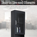 Salon Station for Hair Stylist,Hair Styling Organizer Equipment with Glass Door,6 Tool Dryer Holders, 2 Storage Cabinet ，Beauty Spa Barber Equipment, Black