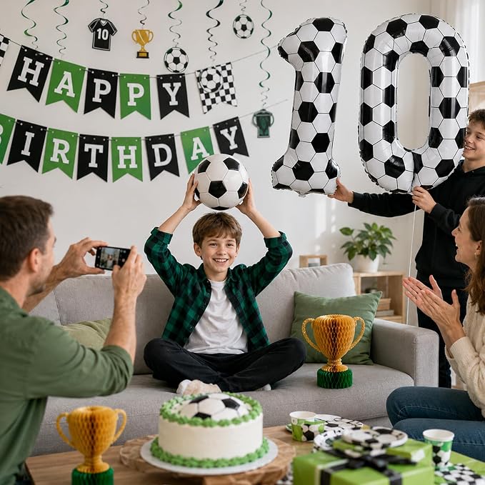 Soccer 10 Balloon Number, 40 Inch Soccer Number 10 Foil Balloon - Image 4
