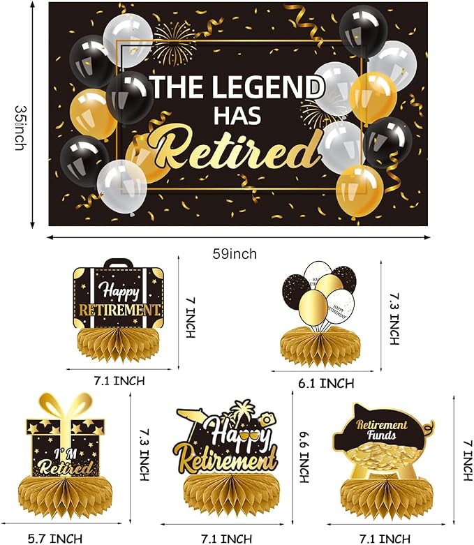 Happy Retirement Party Decorations Men Women, Happy Banner, Hanging Swirls - Image 3