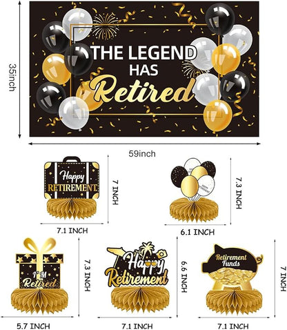 Happy Retirement Party Decorations Men Women, Happy Banner, Hanging Swirls - Image 3