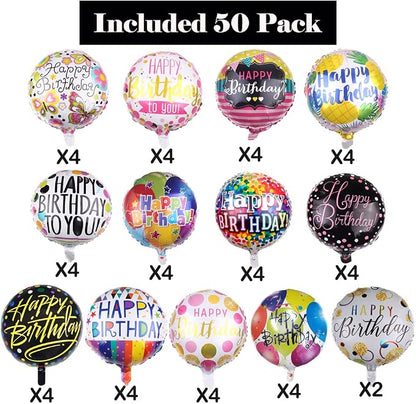 50 Pieces Happy Birthday Party Aluminum Foil Balloons 18" Foil Mylar Helium - Image 4