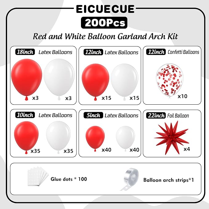 Red and White Balloons Garland Arch Kit - Image 2