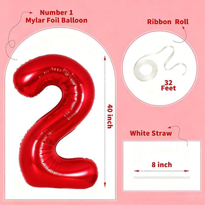 Number Balloons Red Party Balloon - Image 2