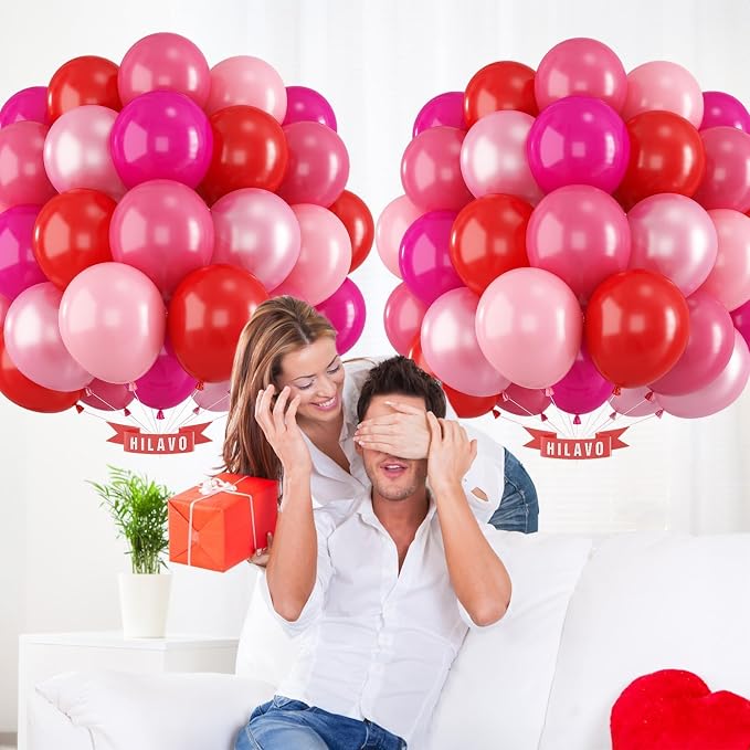 Red Pink Balloons 60 Pcs 12 Inch Fuchsia Hot Pink Rose Red Balloon Neon Pink - Image 7