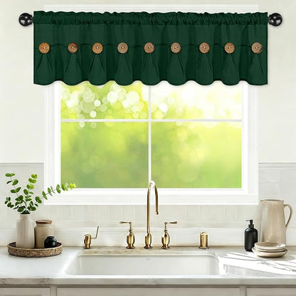Farmhouse Valance Curtains, Boho Cotton Linen Kitchen Valance, Rod Pocket - Image 2