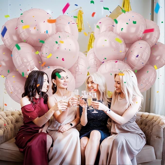 20PCS Round Shaped Foil Balloons, 18 Inch Dusty Pink Round Foil Balloon - Image 6