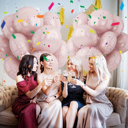 20PCS Round Shaped Foil Balloons, 18 Inch Dusty Pink Round Foil Balloon - Image 6