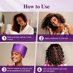 Thermal Steam Cap for Natural Hair Treatment: 10-Level Heating Cap for Deep Conditioning and Hair Steaming - Quick Heat-Up, Purple