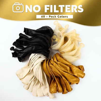 Black Gold Balloons 60Pcs 12 Inch Confetti Latex Balloon Set - Image 6