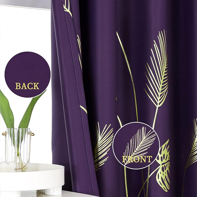 Purple Blackout Curtains & Drapes 102 Inch Length 2 Panels Set - Image 3