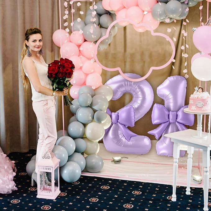 40 Inch Number 1 Balloon with Bow, Coquette Aesthetic Foil Balloon - Image 6