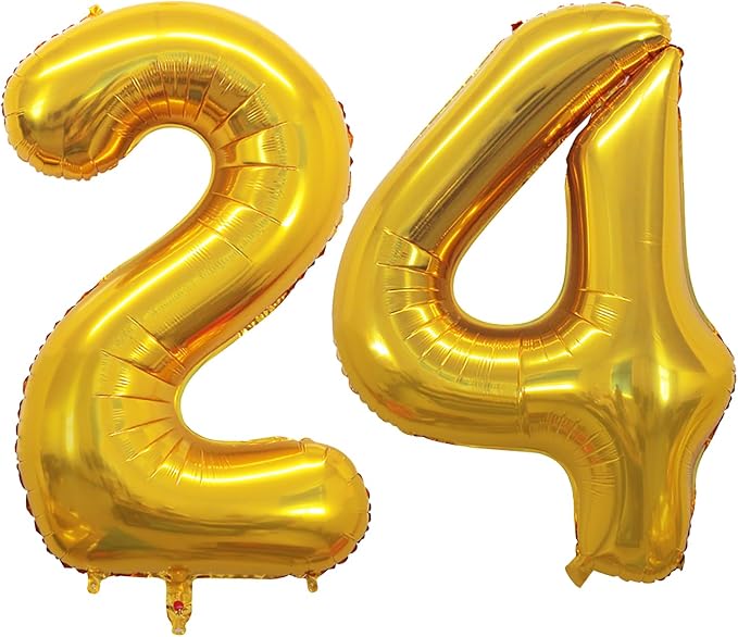 Number 24 Balloons for 24th Birthday Party Decorations, 42 Inch Jumbo Foil by GOER