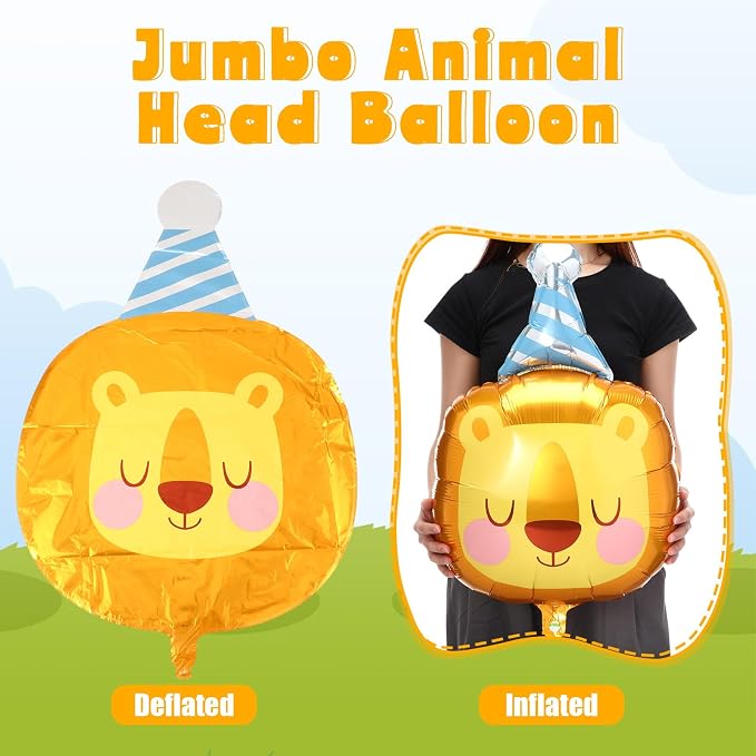 Civaner 10 Pcs Jungle Safari Animal Foil Balloons Animal Birthday Party Decor - Image 5
