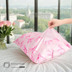 Pink Bow Satin Pillowcase for Hair & Skin Care, Queen Size Set of 2 - Luxurious Satin Pillow Cover with Envelope Closure(20x30 Inches)