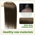 HAIR Real Human Hair Toppers for Women 150 Density 6x7inch 75 grams 16 inch medium dark brown for Women with Thinning Crown (#4 16inch)