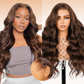 Arabella 13x6 Lace Front Wig Human Hair HD Transparent Chocolate Brown Body Wave Lace Front Wigs Human Hair Pre Plucked Glueless Frontal Wig 22 Inch